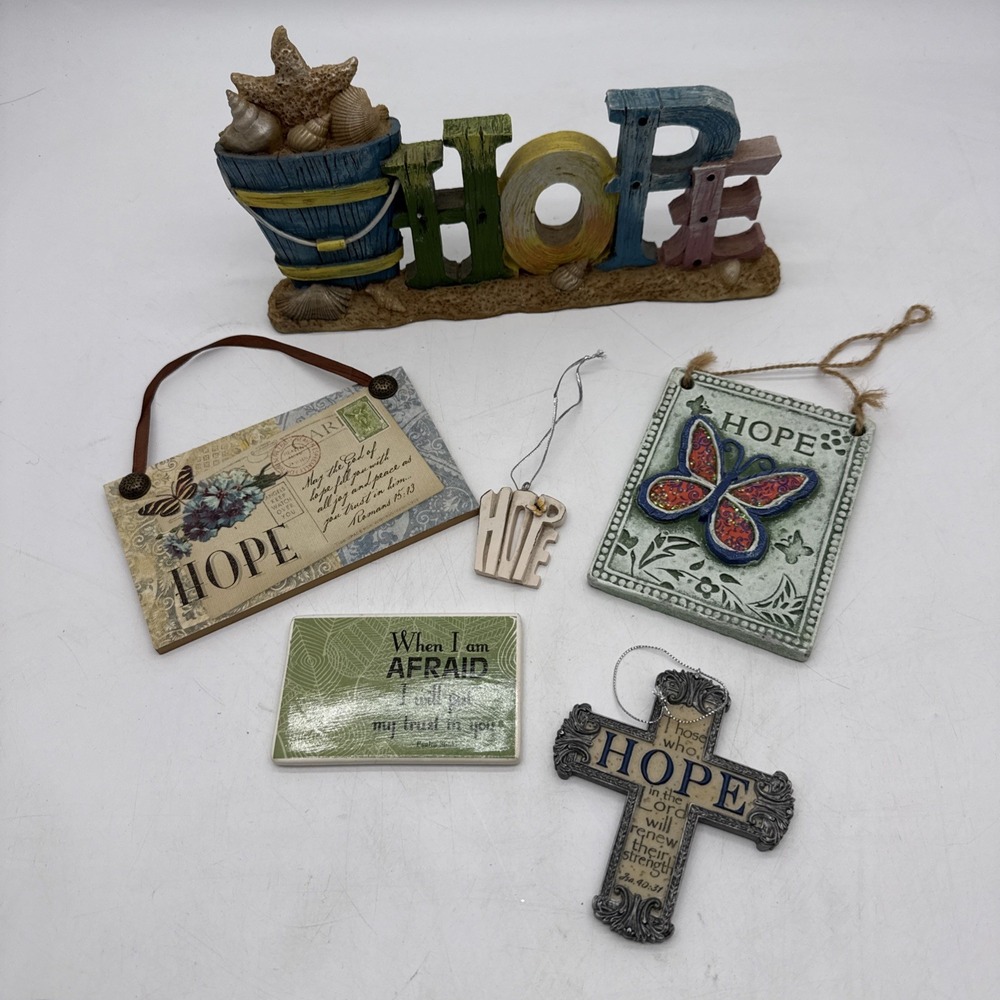 HOPE Positive Affirmation and Crosses Decor Wall Art Home Decor Mixed Lot 6 Pc